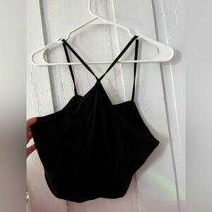 H&M Black Asymmetrical Crop Shirt